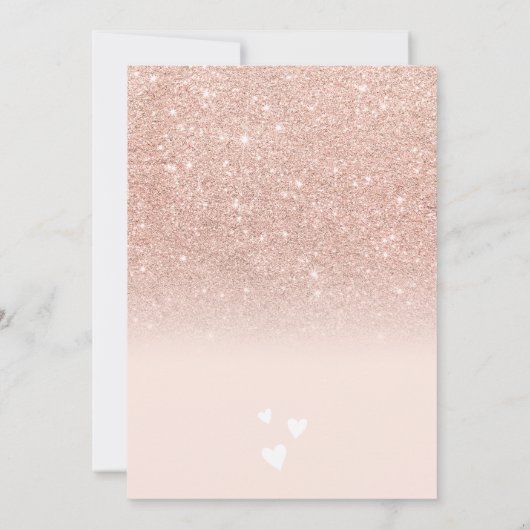 Roos goud roze harten script chic vrijgezellenfees kaart (Achterkant)