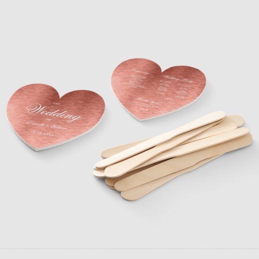 Roos Goud Roze Kalligrafie Hart Bruiloft Programma Handwaaier (Niet-gemonteerd)