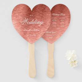 Roos Goud Roze Kalligrafie Hart Bruiloft Programma Handwaaier