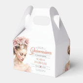 Roos Goud Roze Kalligrafie Quinceanera Party Bedankdoosjes (Achterkant)