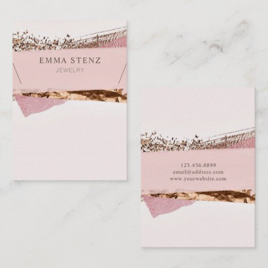 Roos Goud & Roze Label · Ketting Sieraden Display (Voorkant / Achterkant)