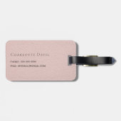 Roos goud roze leder bedrijf logo naam bagagelabel (Achterkant horizontaal)