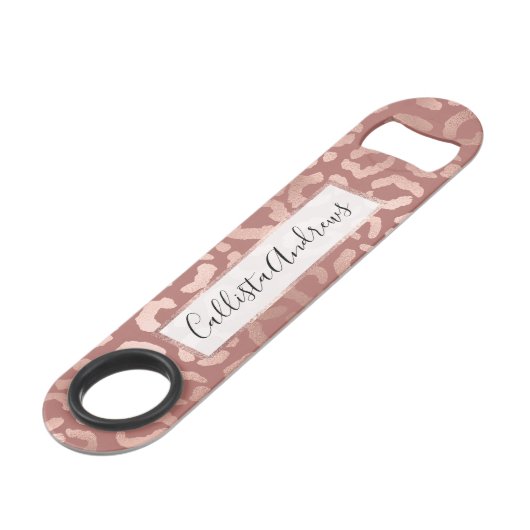 Roos Goud Roze Luipaard Cheetah Dierenprint Speed Flessenopener (Voorkant Gekanteld)