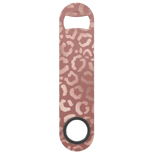 Roos Goud Roze Luipaard Cheetah Dierenprint Speed Flessenopener (Achterkant)