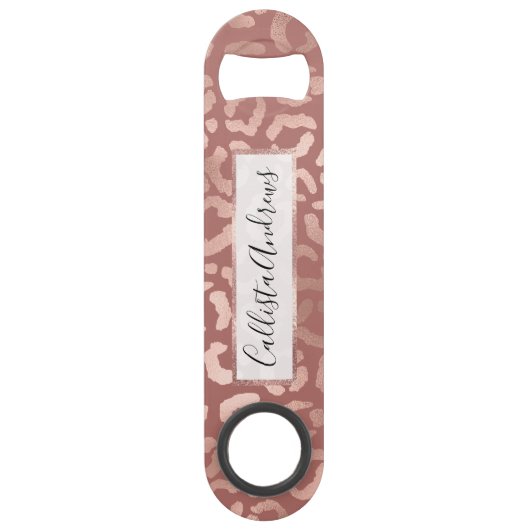 Roos Goud Roze Luipaard Cheetah Dierenprint Speed Flessenopener (Voorkant)