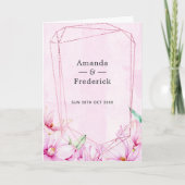 Roos Goud & Roze Magnolia Geometrische bruiloft Programma (Voorkant)