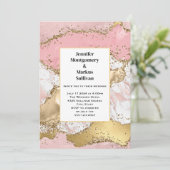 Roos Goud Roze Marmer Abstract Bruiloft Kaart (Staand voorkant)