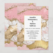 Roos Goud Roze Marmer Abstract Bruiloft Kaart (Voorkant / Achterkant)