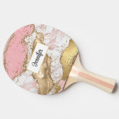 Roos Goud Roze Marmer Abstract Tafeltennisbatje (Zijkant)