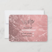 Roos Goud Roze Modern Glam Marmer RSVP Reageer (Voorkant)