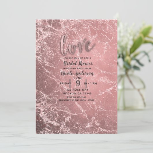 Roos Goud Roze Modern Glam Marmer Vrijgezellenfees Kaart (Staand voorkant)