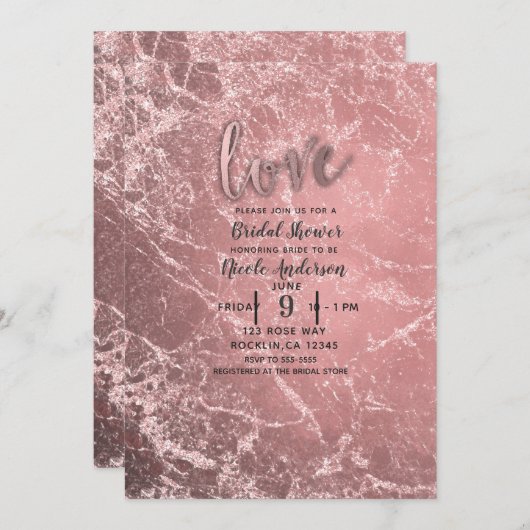 Roos Goud Roze Modern Glam Marmer Vrijgezellenfees Kaart (Voorkant / Achterkant)