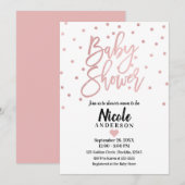 Roos Goud Roze Modern Script Baby shower Kaart (Voorkant / Achterkant)