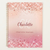 Roos goud roze monogram 2025 planner (Voorkant)