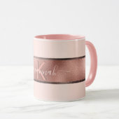Roos goud roze monogram elegant mok (Voorkant rechts)