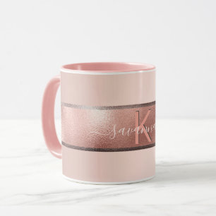 Roos goud roze monogram elegant mok