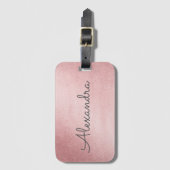 Roos Goud Roze Monogrammed Naam Bagagelabel (Voorkant (verticaal))
