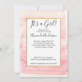 Roos Goud Roze Ombre Girly Baby shower Kaart (Voorkant)