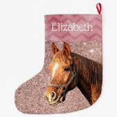 Roos Goud Roze Paardenrenner Sweet Naam Grote Kerstsok (Achterkant)