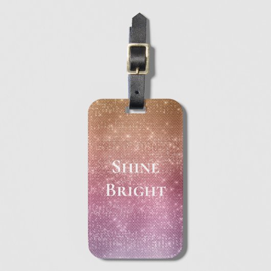 Roos Goud Roze Paarse Sparkle Bagagelabel (Voorkant (verticaal))