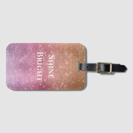 Roos Goud Roze Paarse Sparkle Bagagelabel (Voorkant (horizontaal))