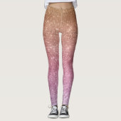 Roos Goud Roze Paarse Sparkle Leggings (Voorkant)