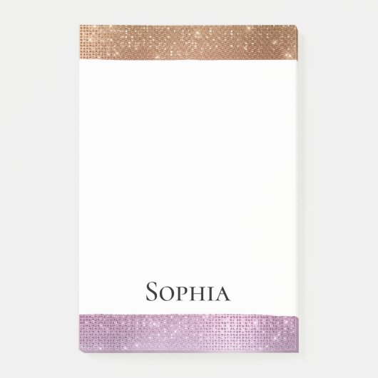 Roos Goud Roze Paarse Sparkle Post-it® Notes (Voorkant)