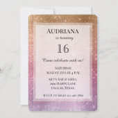 Roos Goud Roze Paarse Sparkle Verjaardag Kaart (Voorkant)