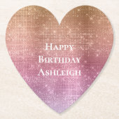 Roos Goud Roze Paarse Sparkle Verjaardag Kartonnen Onderzetters (Voorkant)