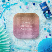 Roos Goud Roze Paarse Sparkle Verjaardag Papieren Bordje (Feest)