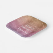 Roos Goud Roze Paarse Sparkle Verjaardag Papieren Bordje (Gebogen)
