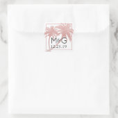 Roos Goud Roze Palmboom Bruiloft Favor Vierkante Sticker (Tas)