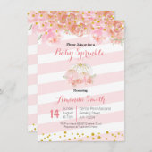 Roos Goud Roze Pompoen Baby Sprinkle uitnodiging (Voorkant / Achterkant)