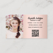 Roos Goud Roze QR Code Foto Elegant Klantenkaartje (Achterkant)