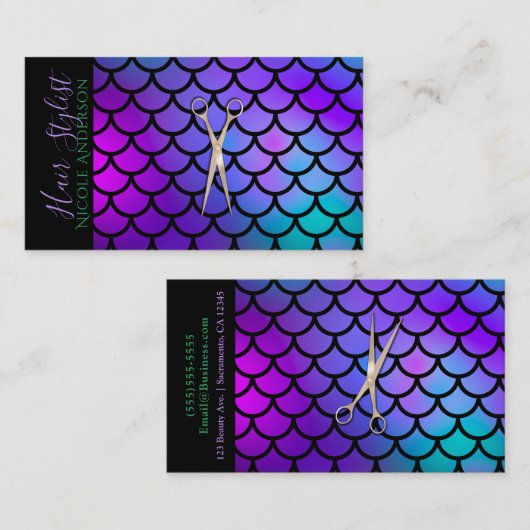 Roos Goud Roze Regenboog Zeemeermin Hair Stylist Visitekaartje (Voorkant / Achterkant)