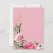 Roos Goud Roze Salie Groen Bloemen Rozen Bruiloft Kaart (Achterkant)