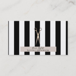 Roos Goud Roze Schaar Zwarte Strepen Haarstylist Visitekaartje