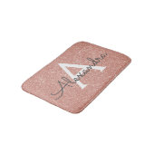 Roos Goud Roze Sparkle Glitter Monogram Naam Badmat (Gekanteld)