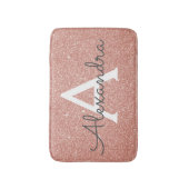 Roos Goud Roze Sparkle Glitter Monogram Naam Badmat (Voorkant Verticaal)