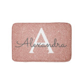 Roos Goud Roze Sparkle Glitter Monogram Naam Badmat (Voorkant)