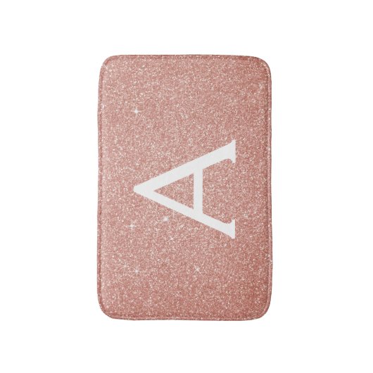 Roos Goud Roze Sparkle Glitter Monogram Naam Badmat (Voorkant Verticaal)