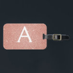 Roos Goud Roze Sparkle Glitter Monogram Naam Bagagelabel<br><div class="desc">Roos Gold - Blush Pink Sparkle Glitter Monogram Naam en Initiaal Bagagelabel. Dit tasje label is ideaal voor Back to School, Work of Travelling. Het Blush Pink Bagagelabel maakt ook een grote feestgunst voor bruiloften, verjaardagen, vrijgezellenfeesten, huwelijksreizen of voor een vrijgezellenfeest. Neem contact op met de ontwerper voor aangepaste overeenkomende...</div>