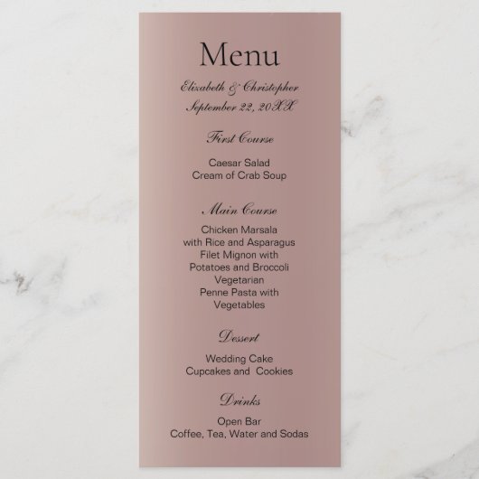 Roos Goud Roze Trendy Modern Wedding Menu (Voorkant)