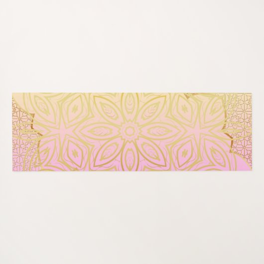 Roos Goud & Roze Waterkleur Mandala Yogamat (Achterkant (horizontaal))