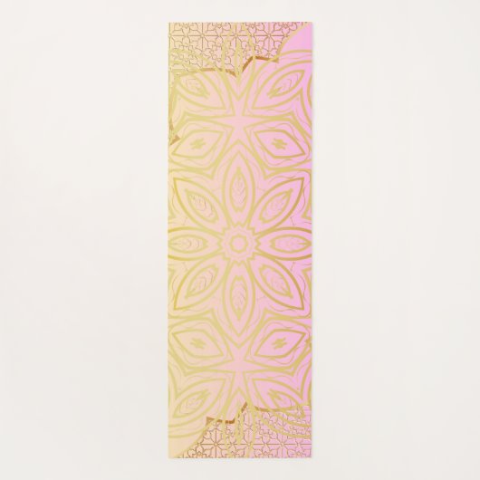 Roos Goud & Roze Waterkleur Mandala Yogamat (Achterkant)