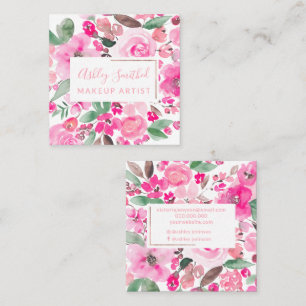 Roos Goud roze waterverf chic make-up Vierkante Visitekaartje