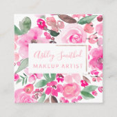 Roos Goud roze waterverf chic make-up Vierkante Visitekaartje (Voorkant)