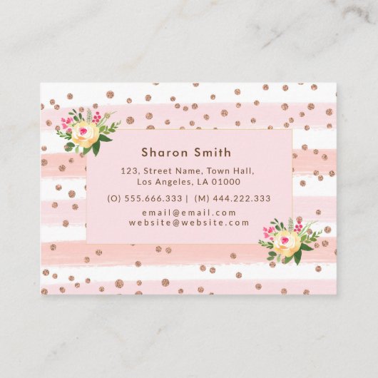 Roos Goud Roze Witte Glitter Trendy Visitekaartje (Achterkant)