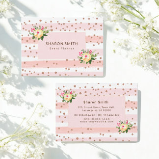 Roos Goud Roze Witte Glitter Trendy Visitekaartje