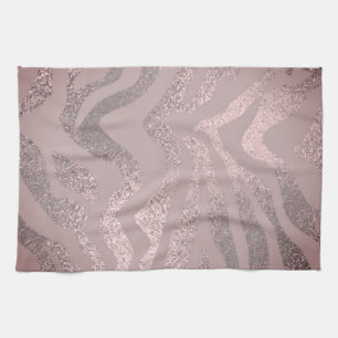 Roos goud roze zebra gestreept dierenpatroon theedoek